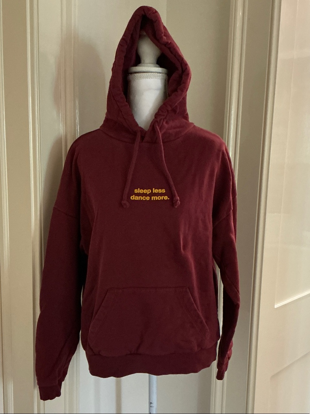 Women's Maroon Crewneck Hoodie Sweater with Yellow Script